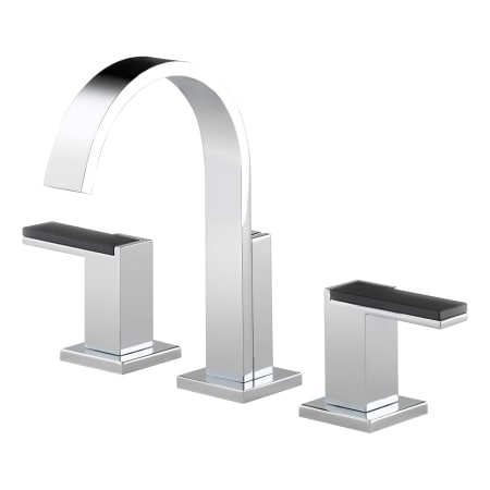 A large image of the Brizo 65380LF-LHP Brizo-65380LF-LHP-Faucet in Chrome with Black Glass Insert Lever Handles