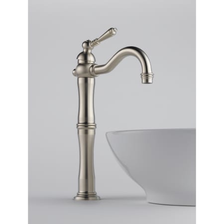 A large image of the Brizo 65436LF Brizo-65436LF-Installed Faucet in Brilliance Brushed Nickel