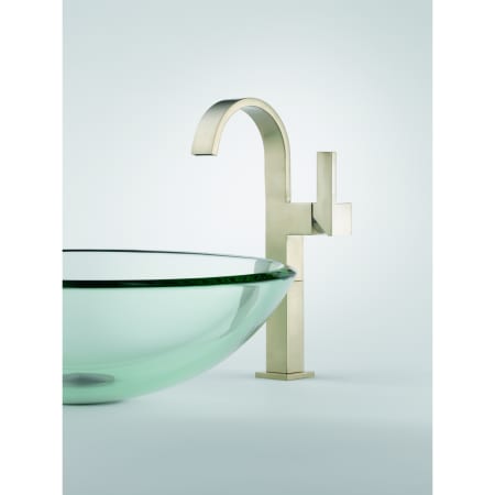 A large image of the Brizo 65480LF Brizo-65480LF-Installed Faucet in Brilliance Brushed Nickel
