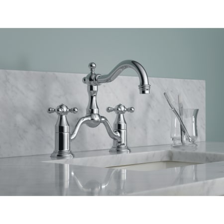 A large image of the Brizo 65538LF Brizo-65538LF-Installed Faucet in Chrome