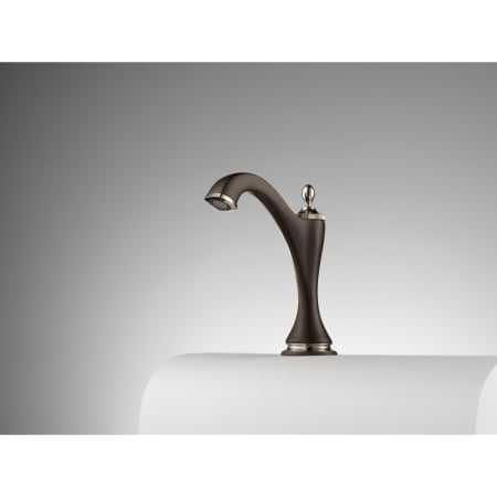 A large image of the Brizo 65685LF Brizo-65685LF-Installed Faucet in Cocoa Bronze/Polished Nickel