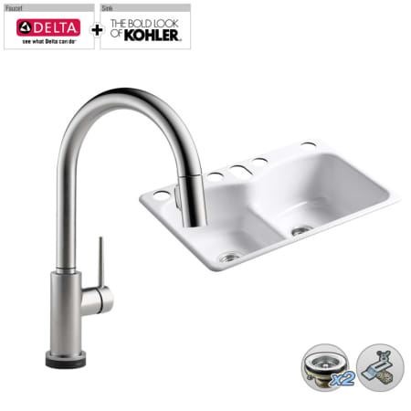 A large image of the Build Smart Kits K-6626-6U/D9159T-DST Arctic Stainless Faucet