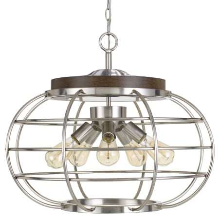 A large image of the Cal Lighting FX-3719-5 Brushed Steel / Wood