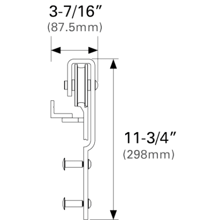 Cavity Sliders TSBS1525W-TSBS001 A large image of the Cavity Sliders TSBS1525W-TSBS001 Cavity Sliders-TSBS1525W-TSBS001-Wheel Assembly Dimensions