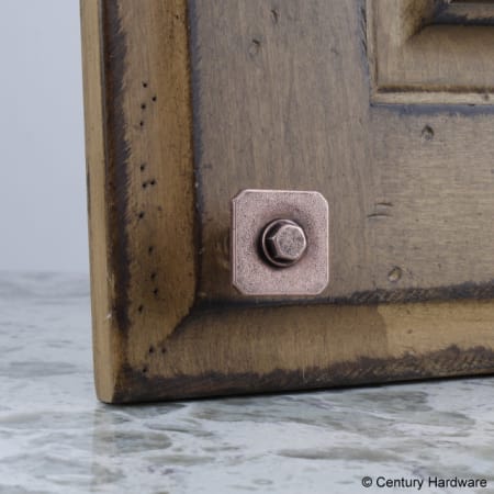 A large image of the Century 20223 Century-20223-Raw Authentic Knob in Aged Matte Red Copper on Cabinet Door