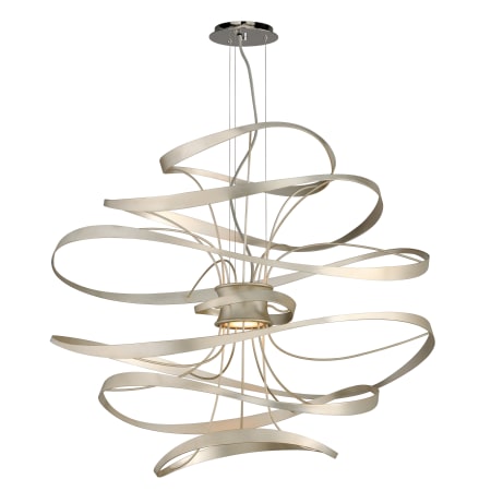 A large image of the Corbett Lighting 213-43 Silver Leaf with Polished Stainless Accents