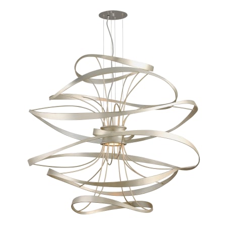 A large image of the Corbett Lighting 213-44 Silver Leaf with Polished Stainless Accents