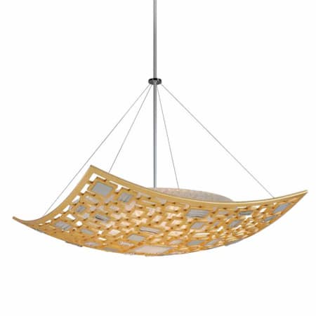A large image of the Corbett Lighting 223-45 Gold Leaf with Polished Stainless Accents
