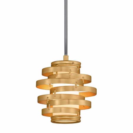 A large image of the Corbett Lighting 225-41 Gold Leaf with Polished Stainless Accents