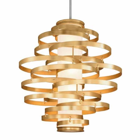 A large image of the Corbett Lighting 225-76 Gold Leaf with Polished Stainless Accents
