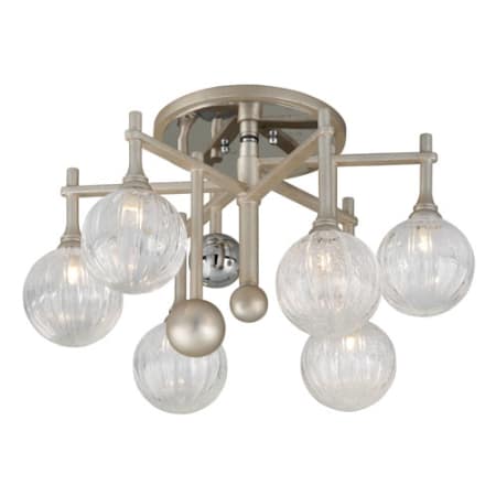 A large image of the Corbett Lighting 241-36 Silver Leaf / Polished Chrome