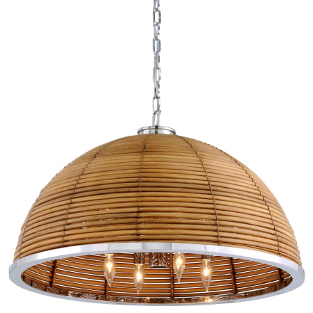 A large image of the Corbett Lighting 277-48 Natural Rattan / Stainless Steel