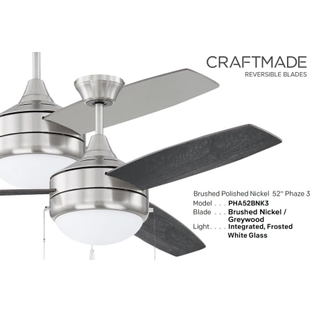 A large image of the Craftmade PHA523 Included Reversible Brushed Nickel / Greywood Blades