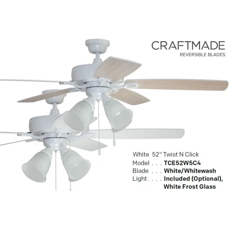 A large image of the Craftmade TCE525C4 White with Reversible White / Whitewash Blades
