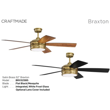 A large image of the Craftmade BRX52 Satin Brass with Reversible Blades