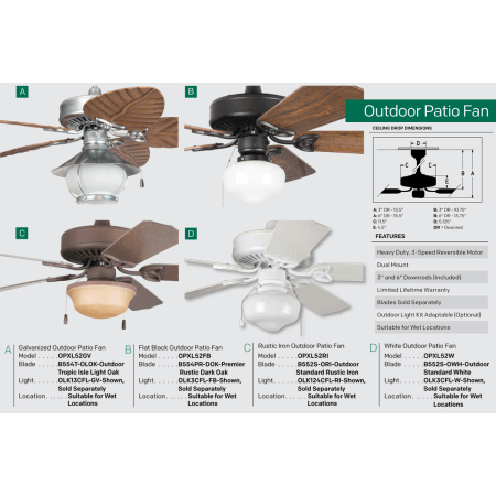 A large image of the Craftmade Outdoor 52 Inch Patio Fan Alternate View
