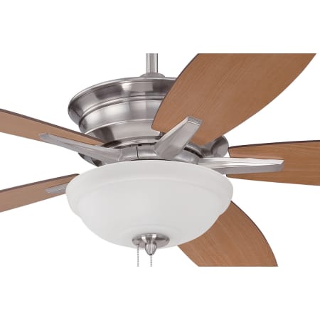A large image of the Craftmade Penbrooke Brushed Polished Nickel Shown with Teak Side of Blades