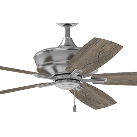 A large image of the Craftmade SLN565 Brushed Polished Nickel Shown with Weathered Mesquite Blades