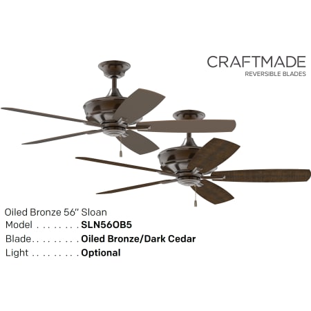 A large image of the Craftmade SLN565 Oiled Bronze Reversible Blade Options