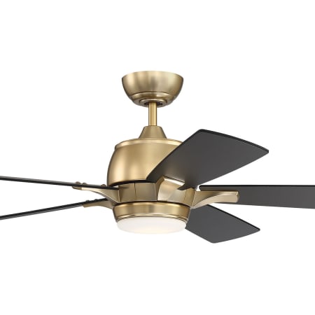 A large image of the Craftmade STE525 Satin Brass Fan with Flat Black Side of Blades Showing
