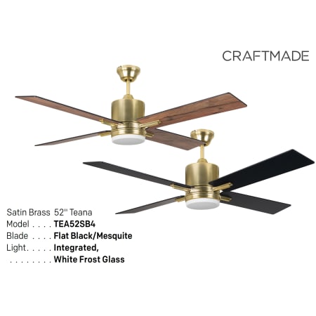 A large image of the Craftmade TEA524 Satin Brass with Flat Black / Mesquite Blade Options