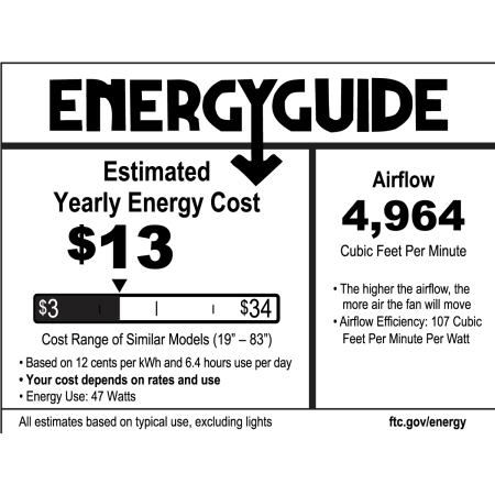 A large image of the Craftmade YOR525 Craftmade Yorktown Energy Guide