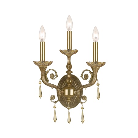 A large image of the Crystorama Lighting Group 5173-CL Aged Brass / Golden Teak Hand Polished