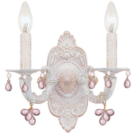 A large image of the Crystorama Lighting Group 5200 Antique White / Rosa Crystal