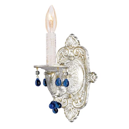 A large image of the Crystorama Lighting Group 5201 Antique White / Blue Crystal