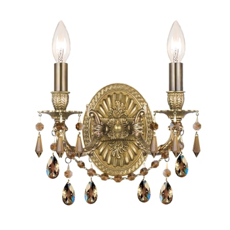 A large image of the Crystorama Lighting Group 5522 Aged Brass / Golden Teak Hand Polished