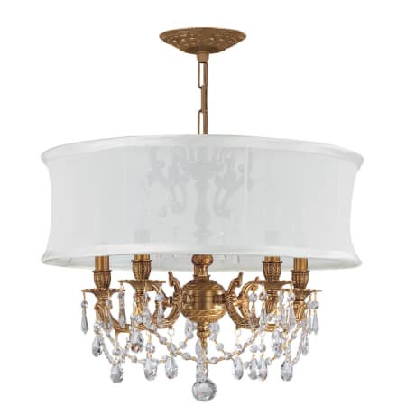 A large image of the Crystorama Lighting Group 5535 Olde Brass Finish / Matte White Shade / Hand Polished Crystal