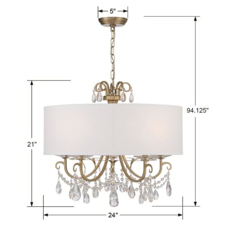 A large image of the Crystorama Lighting Group 6625-CL-S Dimensional Drawing