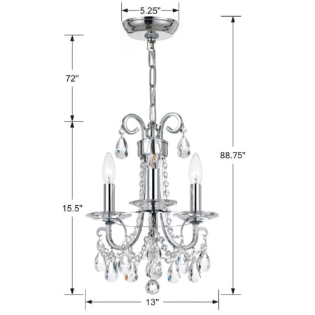 A large image of the Crystorama Lighting Group 6823-CL-MWP Dimensional Drawing