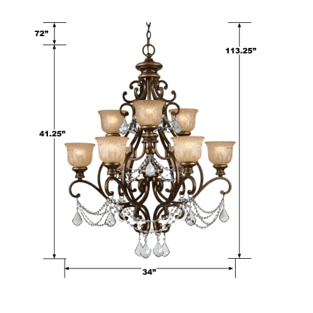 A large image of the Crystorama Lighting Group 7509-CL-I Dimensional Drawing