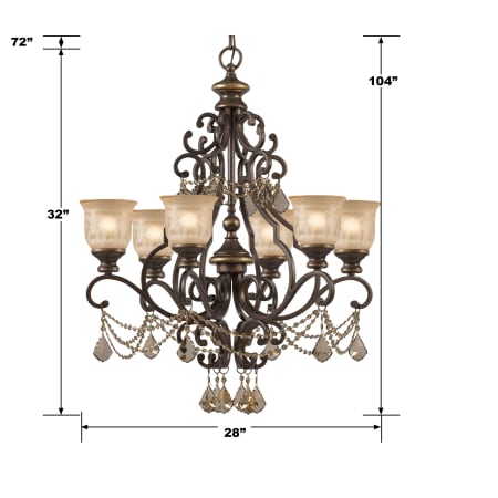 A large image of the Crystorama Lighting Group 7516-GT-MWP Dimensional Drawing