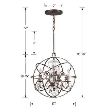 A large image of the Crystorama Lighting Group 9025-CL-S Dimensional Drawing