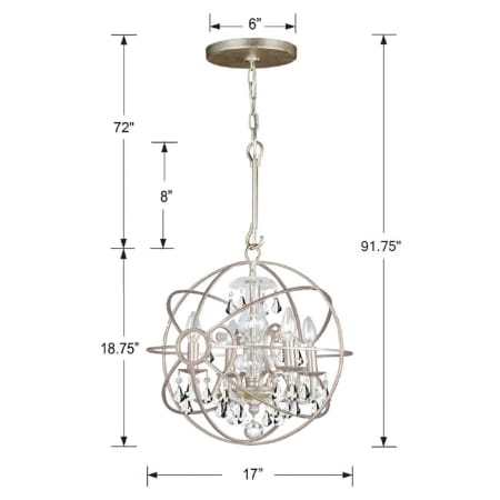 A large image of the Crystorama Lighting Group 9025-CL-S Dimensional Drawing