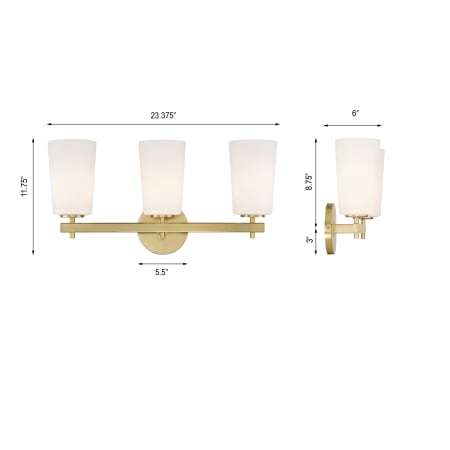 A large image of the Crystorama Lighting Group COL-103 Dimensional Drawing