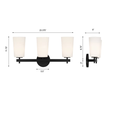 A large image of the Crystorama Lighting Group COL-103 Dimensional Drawing