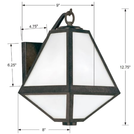 A large image of the Crystorama Lighting Group GLA-9701-OP Dimensional Drawing