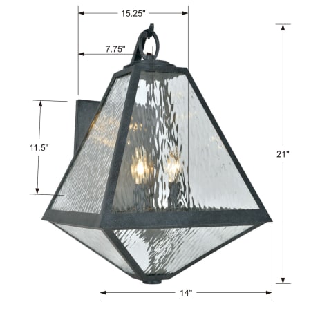 A large image of the Crystorama Lighting Group GLA-9702-WT Dimensional Drawing