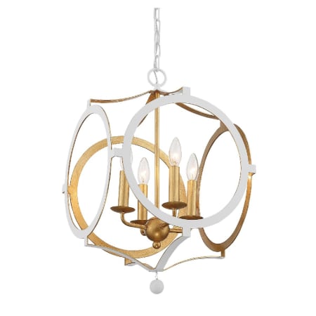 A large image of the Crystorama Lighting Group ODE-704 Matte White / Antique Gold