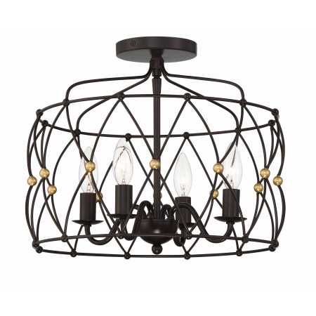 A large image of the Crystorama Lighting Group ZUC-A9030_CEILING English Bronze / Antique Gold