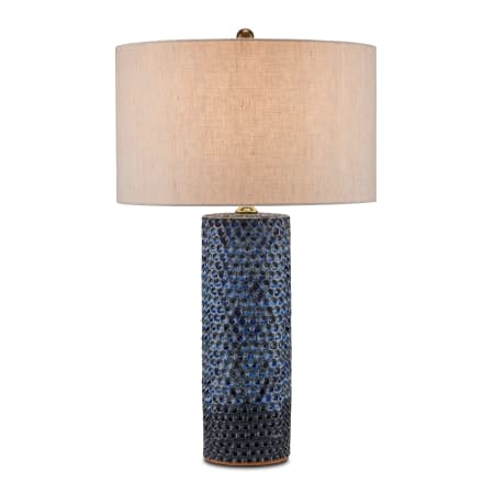 A large image of the Currey and Company 6000-0821 Reactive Blue / Polished Brass