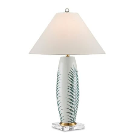 A large image of the Currey and Company 6000-0843 White / Green / Clear / Polished Brass