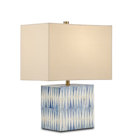 A large image of the Currey and Company 6000-0887 Blue / White / Brushed Brass