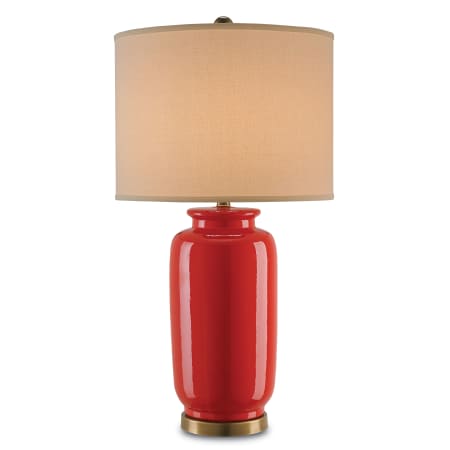 A large image of the Currey and Company 6277 Red / Antique Brass