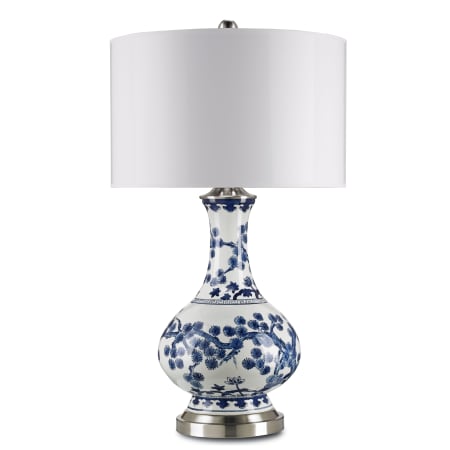 A large image of the Currey and Company 6287 Off White with Blue / Satin Nickel