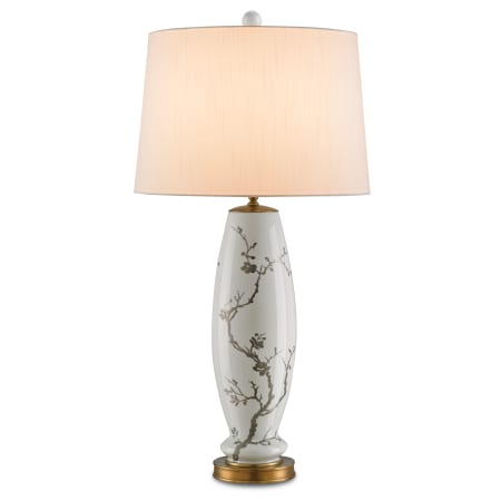 A large image of the Currey and Company 6306 White with Silver Floral / Antique Brass