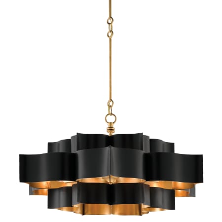 A large image of the Currey and Company 9000-0429 Satin Black / Gold leaf